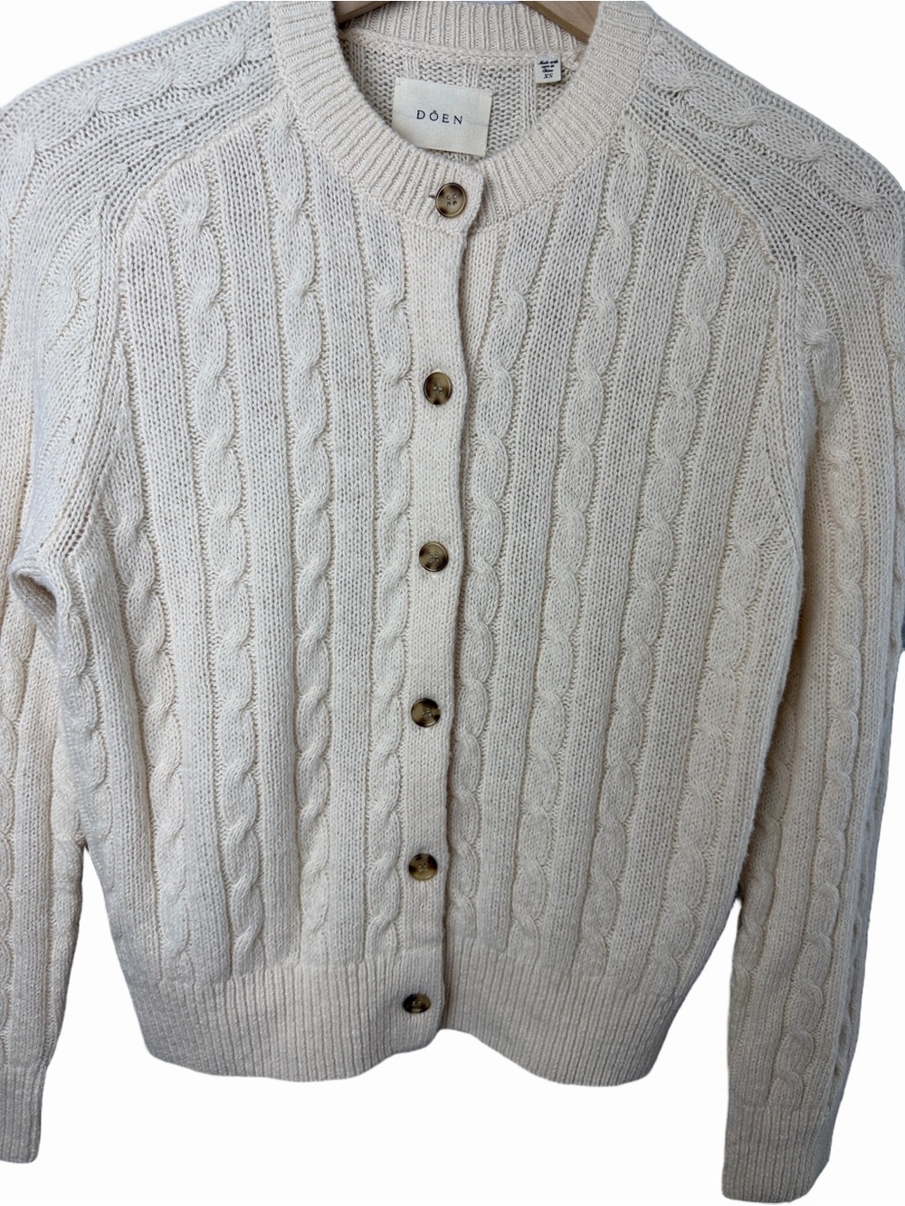 Doen Penrose Cardigan in Sea Salt Wool Linen Cotton XS Minimalist Clean Beauty - Picture 5 of 16